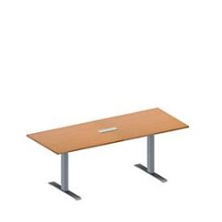 Schäfer Shop Genius Konferenztisch MODENA FLEX, 3-fach Anschluss, Rechteck, T-Fuss Rechteckrohr, B 2000 x T 800 x H 650-850 mm, Buche/weissalu
