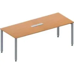 Schäfer Shop Genius Konferenztisch MODENA FLEX, 6-fach Anschluss, Rechteck, 4-Fuss Quadratrohr, B 2000 x T 800 x H 720-840 mm, Buche/weissalu