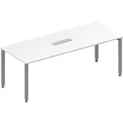 Schäfer Shop Genius Konferenztisch MODENA FLEX, 6-fach Anschluss, Rechteck, 4-Fuss Quadratrohr, B 2000 x T 800 x H 720-840 mm, weiss/weissalu