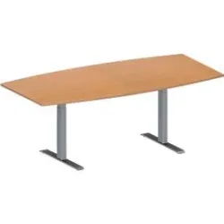 Schäfer Shop Genius Konferenztisch MODENA FLEX, Boot, T-Fuss Rechteckrohr, B 2000 x H 650-850 mm, Buche/weissaluminium RAL 9006
