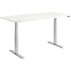 Schäfer Shop Genius Konferenztisch MODENA FLEX, elektrisch höhenverstellbar, Boot, T-Fuss, B 2000 x H 645-1290 mm, weiss/weissalu
