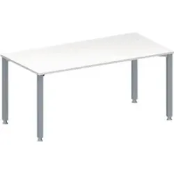 Schäfer Shop Genius Konferenztisch MODENA FLEX, Rechteck, 4-Fuss Quadratrohr, B 1600 x T 800 x H 720-840 mm, weiss/weissaluminium RAL 9006
