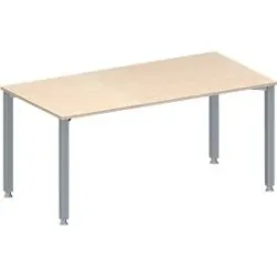 Schäfer Shop Genius Konferenztisch MODENA FLEX, Rechteck, 4-Fuss Quadratrohr, B 1600 x T 800 x H 720-840 mm, Ahorn/weissaluminium RAL 9006