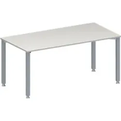 Schäfer Shop Genius Konferenztisch MODENA FLEX, Rechteck, 4-Fuss Quadratrohr, B 1600 x T 800 x H 720-840 mm, lichtgrau/weissaluminium RAL 9006