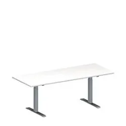 Schäfer Shop Genius Konferenztisch MODENA FLEX, Rechteck, T-Fuss Rechteckrohr, B 2000 x T 800 x H 650-850 mm, weiss/weissaluminium RAL 9006