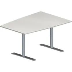 Schäfer Shop Genius Konferenztisch MODENA FLEX, Tonne, T-Fuss Rundrohr, B 1400 x T 1000 x H 650-850 mm, lichtgrau/weissaluminium RAL 9006