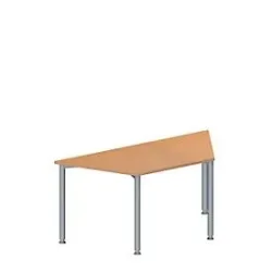 Schäfer Shop Genius Konferenztisch MODENA FLEX, Trapez, 4-Fuss Rundrohr, B 1600 x T 800 x H 720-840 mm, Buche/weissaluminium RAL 9006