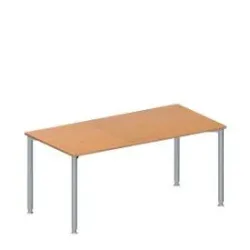 Schäfer Shop Genius Konferenztisch, Rechteck, 4-Fuss Rundrohr, B 1600 x T 800 x H 720-840 mm, Buche/weissaluminium RAL 9006