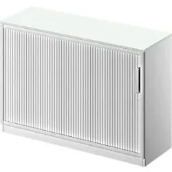 Schäfer Shop Genius Querrollladenschrank TETRIS SOLID, 2 OH, B 1200 x T 413 x H 818 mm, mit Boden und Abdeckplatte, lichtgrau/weissalu