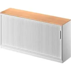 Schäfer Shop Genius Querrollladenschrank TETRIS SOLID, 2 OH, B 1600 mm, inkl. 19 mm Abdeckplatte, Buche-Dekor/weissalu/weissalu
