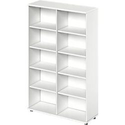 Schäfer Shop Genius Regal TETRIS WOOD, 5 OH, Höhe inkl. Gleiter, B 1200 mm, weiss