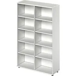 Schäfer Shop Genius Regal TETRIS WOOD, 5 OH, Höhe inkl. Gleiter, B 1200 mm, lichtgrau