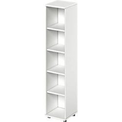 Schäfer Shop Genius Regal TETRIS WOOD, 5 OH, Höhe inkl. Gleiter, B 400 mm, weiss