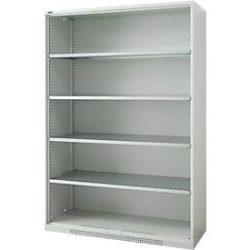 Schäfer Shop Genius Regalschrank FS, Stahl, mit Belüftungslöchern, B 1343 x T 520 x H 1950 mm, 5 OH, Lichtgrau, bis 750 kg