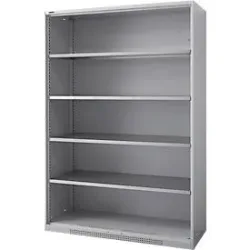 Schäfer Shop Genius Regalschrank FS, Stahl, mit Belüftungslöchern, B 1343 x T 520 x H 1950 mm, 5 OH, Weissalu, bis 750 kg