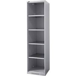 Schäfer Shop Genius Regalschrank FS, Stahl, mit Belüftungslöchern, B 545 x T 520 x H 1950 mm, 5 OH, Weissalu, bis 250 kg