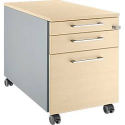 Schäfer Shop Genius Rollcontainer 126, mit Griff eckig, B 435 x H 577 mm, weissalu/weissalu/Ahorn-Dekor
