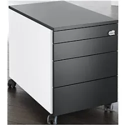 Schäfer Shop Genius Rollcontainer 1233, 4 Schübe, Zentralverschluss, seitliche Griffnut, B 435 x T 765 x H 577 mm, weiss/graphit