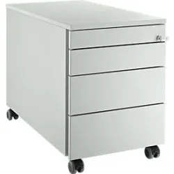 Schäfer Shop Genius Rollcontainer 1233, 4 Schübe, Zentralverschluss, seitliche Griffnut, B 435 x T 765 x H 577 mm, lichtgrau/lichtgrau/lichtgrau