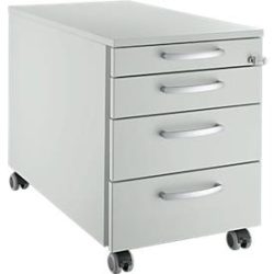 Schäfer Shop Genius Rollcontainer 1233, mit Griff rund, B 435 x H 577 mm, lichtgrau/lichtgrau/lichtgrau