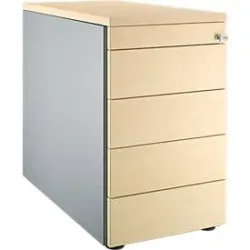 Schäfer Shop Genius Standcontainer 13333, mit Griffnut, B 435 x H 717 mm, weissalu/weissalu/Ahorn-Dekor