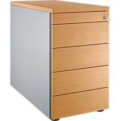 Schäfer Shop Genius Standcontainer 13333, mit Griffnut, B 435 x H 717 mm, weissalu/weissalu/Buche-Dekor