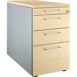 Schäfer Shop Genius Standcontainer 1336, mit Griff eckig, B 435 x H 717 mm, weissalu/weissalu/Ahorn-Dekor