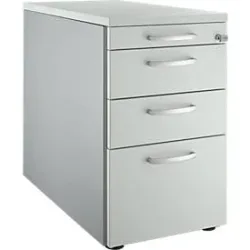 Schäfer Shop Genius Standcontainer 1336, mit Griff rund, B 435 x H 717 mm, weissalu/lichtgrau/lichtgrau