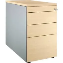 Schäfer Shop Genius Standcontainer 1336, mit Griffnut, B 435 x H 717 mm, weissalu/weissalu/Ahorn-Dekor
