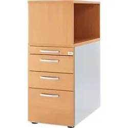 Schäfer Shop Genius Standcontainer mit Aufsatzregal, abschliessbar, runder Griff, buche