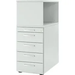 Schäfer Shop Genius Standcontainer mit Aufsatzregal, abschliessbar, runder Griff, lichtgrau