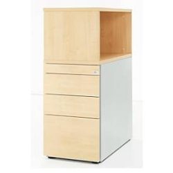 Schäfer Shop Genius Standcontainer mit Aufsatzregal, abschliessbar, seitliche Griffnut, ahorn