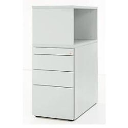 Schäfer Shop Genius Standcontainer mit Aufsatzregal, abschliessbar, seitliche Griffnut, lichtgrau