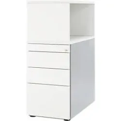 Schäfer Shop Genius Standcontainer mit Aufsatzregal, abschliessbar, seitliche Griffnut, weiss