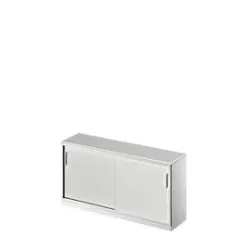 Schäfer Shop Genius Schiebetürenschrank TETRIS SOLID, 2 OH, B 1600 mm, inkl. 19 mm Abdeckplatte, lichtgrau/weissalu
