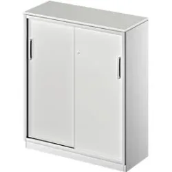 Schäfer Shop Genius Schiebetürenschrank TETRIS SOLID, 3 OH,  2 Fachböden, B 1000 mm, 19 mm Abdeckplatte, lichtgrau/weissalu