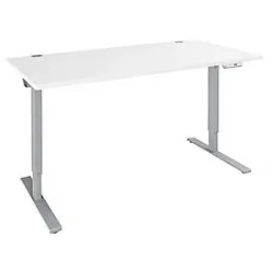 Schäfer Shop Genius Schreibtisch AERO FLEX, elektrisch höhenverstellbar, Rechteck, T-Fuss, B 1200 x T 800 x H 620-1280 mm, weiss/weissalu