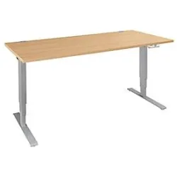 Schäfer Shop Genius Schreibtisch AERO FLEX, elektrisch höhenverstellbar, Rechteck, T-Fuss, B 1800 x T 800 x H 620-1280 mm, Buche/weissalu