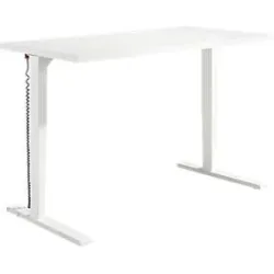Schäfer Shop Genius Schreibtisch Elements, elektrisch höhenverstellbar, Rechteck, C-Fuss, B 1600 x T 800 x H 645-1300 mm, weiss + Technikeinbau