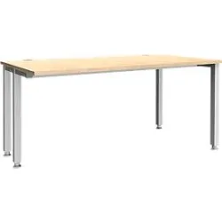 Schäfer Shop Genius Schreibtisch MODENA FLEX, 4-Fuss-Quadratrohr, verkürzte Seitenteile, B 1600 mm, ahorn