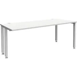 Schäfer Shop Genius Schreibtisch MODENA FLEX, 4-Fuss-Quadratrohr, verkürzte Seitenteile, B 1800 mm, lichtgrau