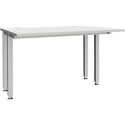 Schäfer Shop Genius Schreibtisch MODENA FLEX, 4-Fuss-Quadratrohr, verkürzte Seitenteile, B 1200 mm, lichtgrau