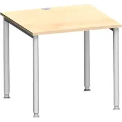 Schäfer Shop Genius Schreibtisch MODENA FLEX, 4-Fuss-Rundrohr, B 800 x T 800 mm, Ahorn/weissalu