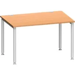 Schäfer Shop Genius Schreibtisch MODENA FLEX, 4-Fuss-Rundrohr, B 1200 x T 800 mm,Buche/weissalu