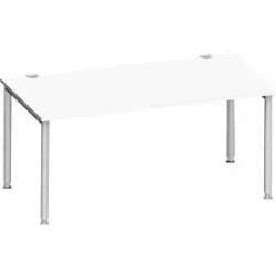 Schäfer Shop Genius Schreibtisch MODENA FLEX, 4-Fuss-Rundrohr, B 1600 x T 800 mm, weiss/weissalu