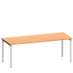 Schäfer Shop Genius Schreibtisch MODENA FLEX, 4-Fuss-Rundrohr, B 2000 x T 1000 mm, Buche/weissalu