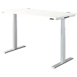 Schäfer Shop Genius Schreibtisch MODENA FLEX, elektrisch höhenverstellbar, Rechteck, T-Fuss, B 1600 x T 800 x H 645-1290 mm, weiss/weissalu