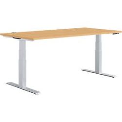 Schäfer Shop Genius Schreibtisch MODENA FLEX, elektrisch höhenverstellbar, Rechteck, T-Fuss, B 1600 x T 800 mm, Ahorn/weissalu