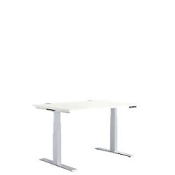 Schäfer Shop Genius Schreibtisch MODENA FLEX, elektrisch höhenverstellbar, Rechteck, T-Fuss, B 1200 x T 800 x H 645-1290 mm, weiss/weissalu