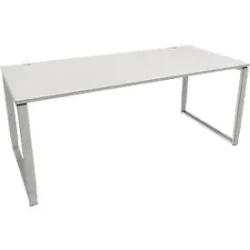Schäfer Shop Genius Schreibtisch Modena Flex, höheneinstellbar, Rechteckform, Bügelfuss, Breite 1800 mm, lichtgrau